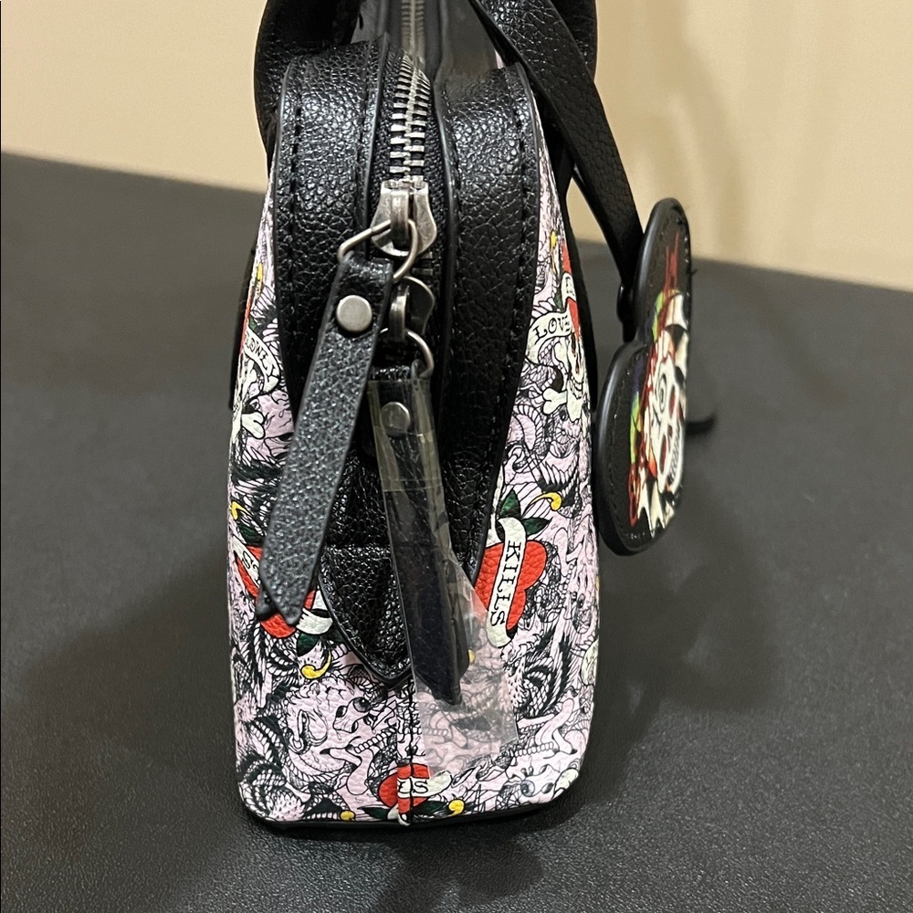 Ed Hardy | Skull & Heart Mini Satchel w/ Bag Charm Credit card - Picture 6 of 13